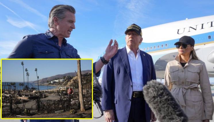 Доналд Тръмп Мелания - Доналд Тръмп и Мелания са в изпепелените земи на Лос Анджелис