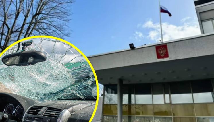 руско посолство Стокхолм - АТАКА: Украинец се нацепи с кола в руско посолство?!