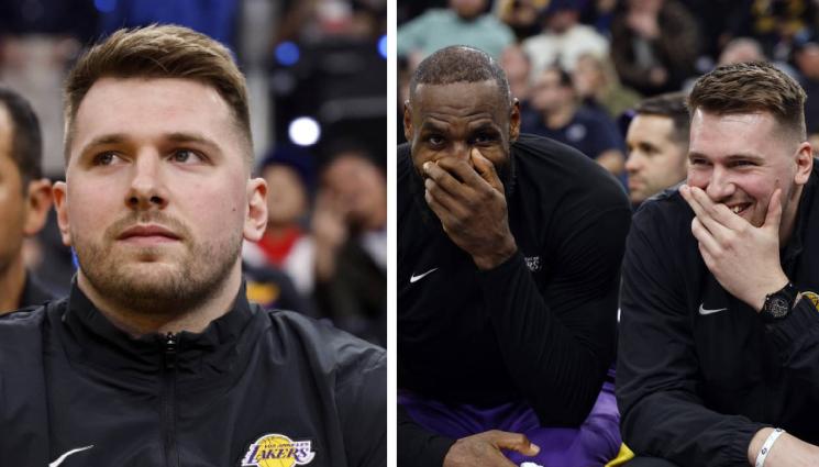 Дончич - Дончич изгледа от пейката успеха на новия си тим ЛА Лейкърс в градския сблъсък с Клипърс