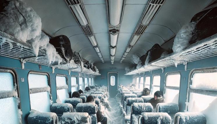 сняг - ЛЕДЕНА ЕПОХА: Сняг във влака! (СНИМКИ)