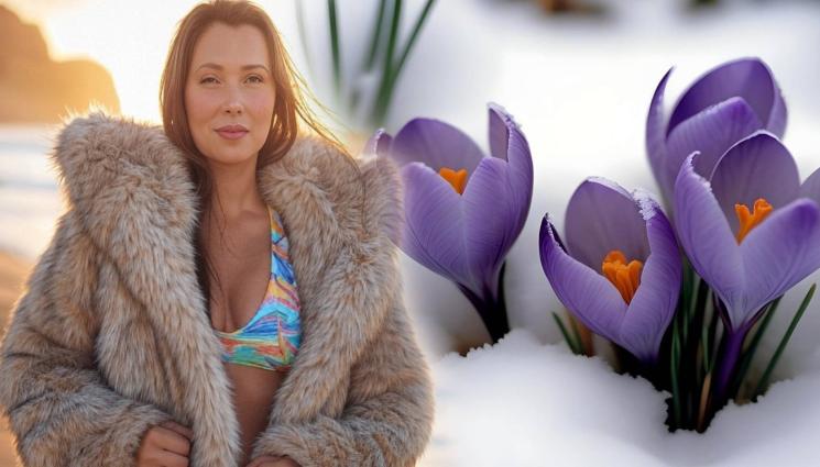 жена с кожух и бански - ВРЕМЕТО ПРЕЗ МАРТ: Хем с кожуси, хем по бански!