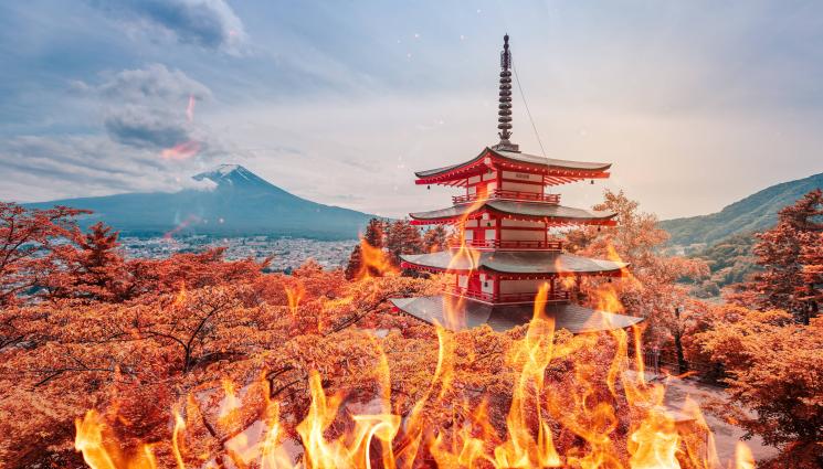япония пожар - ОГНЕН АД: Северна Япония е в пламъци!