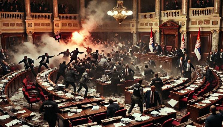 бой в парламента - ЕКШЪН В ПАРЛАМЕНТА: Народната скупщина в Сърбия се превърна в бойно поле! (СНИМКИ+ВИДЕО)