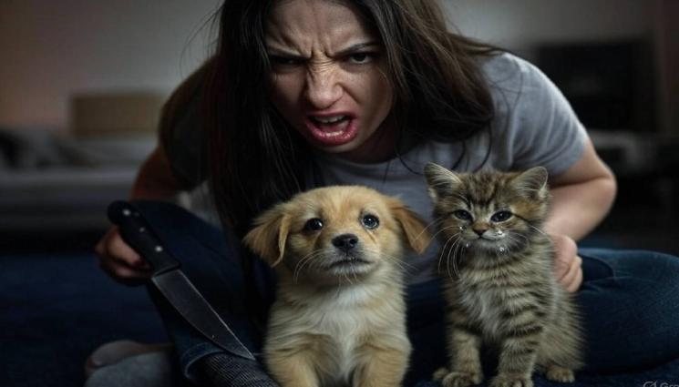 жена с нож - ЗЛОВЕЩИТЕ УБИЙСТВА В ПЕРНИК: 8 години затвор за измъчване на животно!