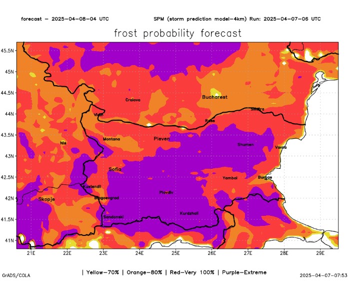 карта априлски студ