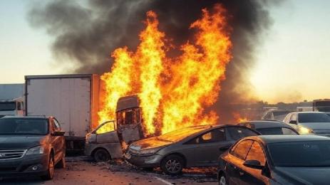 камион гори