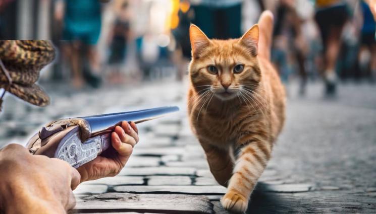 котка - ПОСРЕД БЯЛ ДЕН: Неизвестен стреля по котка, но улучи ченге!