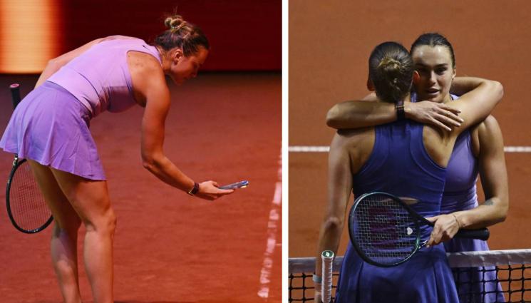 тенис - ПРЕЦЕДЕНТ: Сабаленка снима с телефон спорен аут на корта