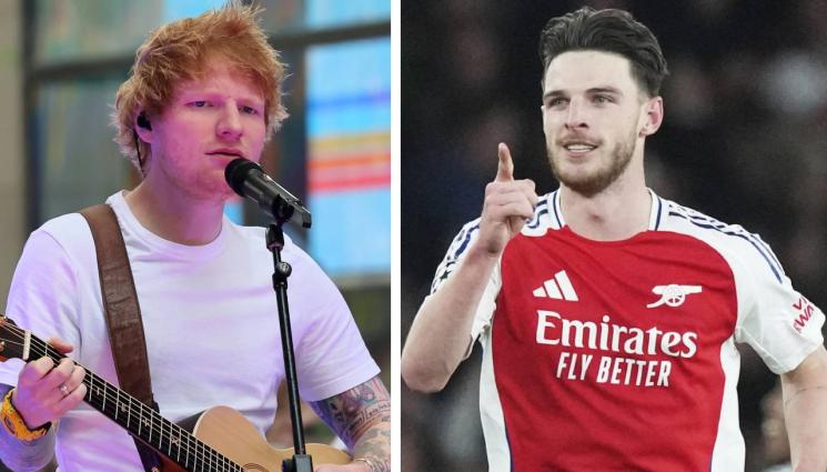 деклан райс ед шийрън - Ед Шийрън дари с китара героя на Арсенал