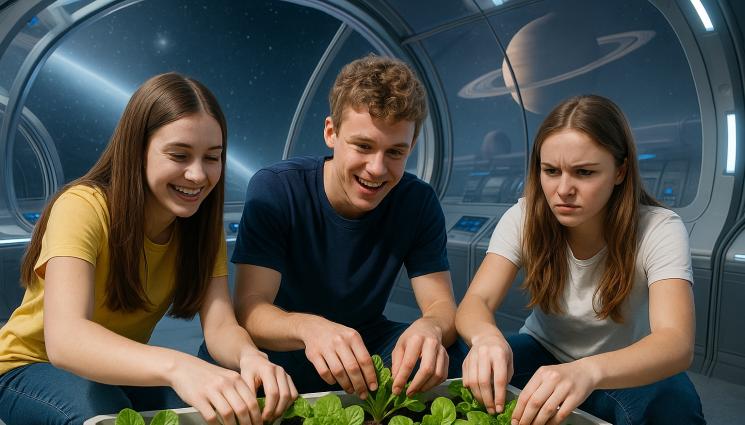 космос оранжерия маруля - РЕВОЛЮЦИОННО: БГ ученици сеят марули в Космоса!