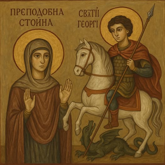 Икона на Св. Георги, считана за чудотворна, посреща на входа на селската черквичка.