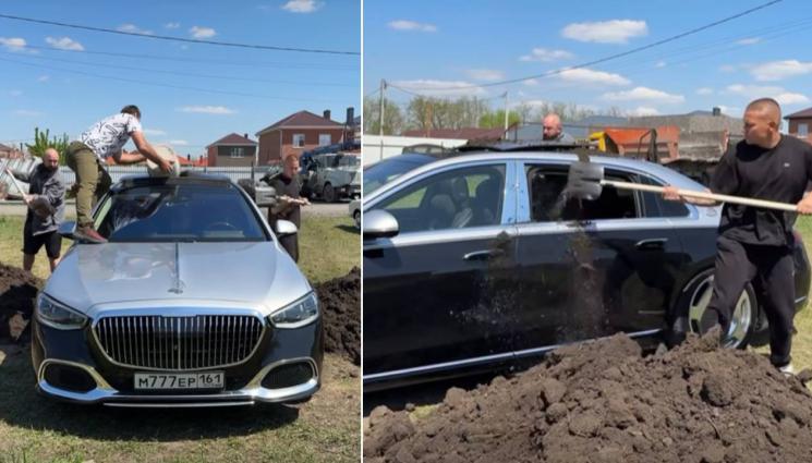 д - Руснак напълни Maybach-а си с пръст, посади в него петунии (ВИДЕО)