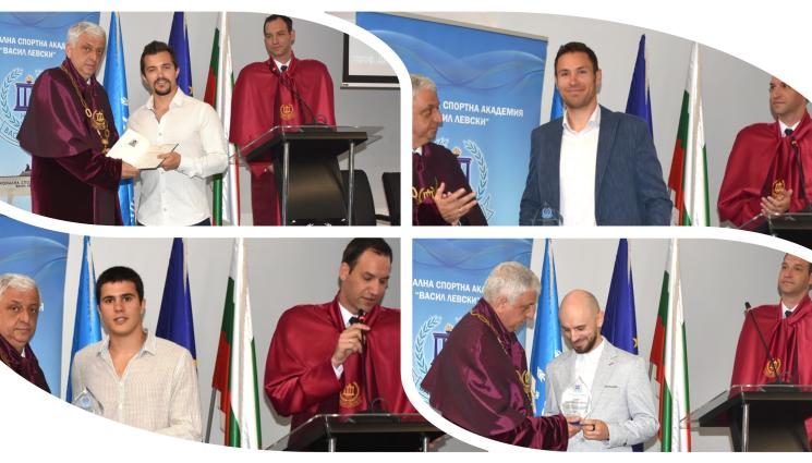 Алберт Попов Радослав Янков Тервел Замфиров Владимир Зографски - Почетни плакети от НСА за Великолепната четворка в зимните спортове