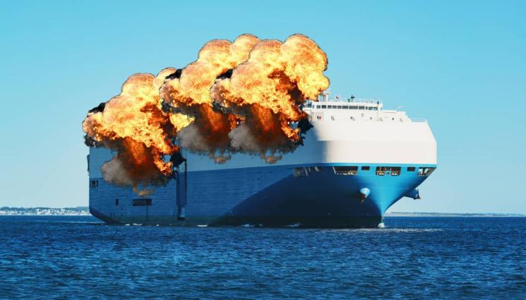 д - БЕДСТВИЕ: Кораб с 3000 автомобила на борда се запали, екипажът го изостави край Аляска! (СНИМКА)