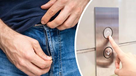 асансьор мъж се разкопчава