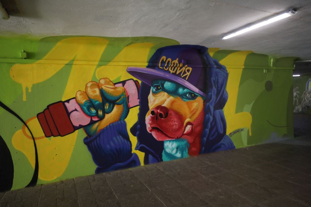 Артисти преобразиха подлез до Южен парк в София с цветни графити