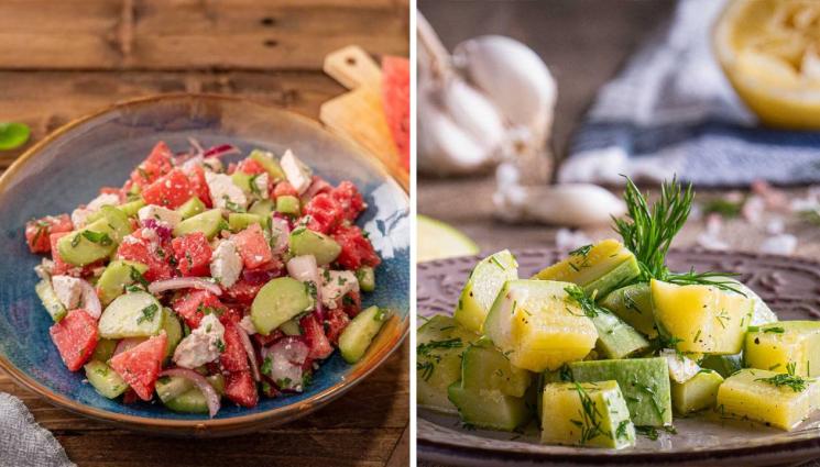 рецепти - Гответе с matekitchen.com: Бързи летни салати! От диня и краставици или пък свежа от мариновани тиквички (ВИДЕО)