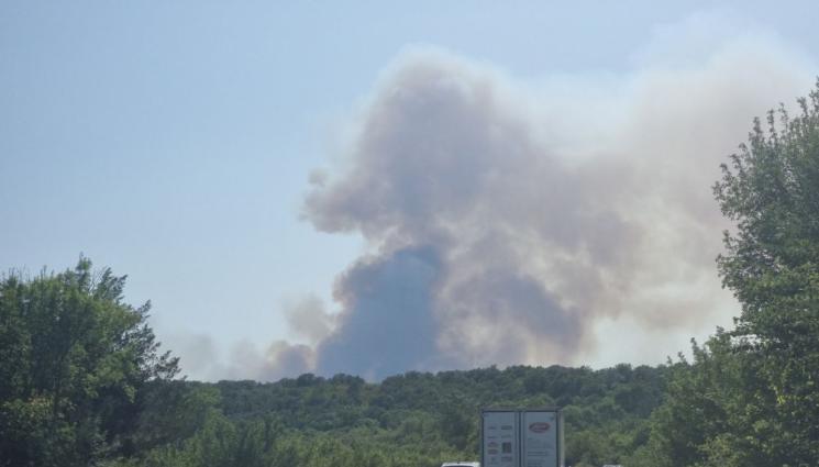 пожар - Пожар затвори пътя Бургас - Малко Търново