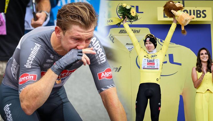 Гроувс Погачар - Каски долу, пич! Австралийски спринтьор танцува победно сам под дъжда в Тура