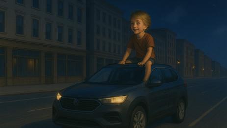 дете върху кола