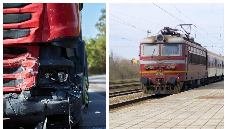 влак камион катастрофа - Камион се блъсна в товарен влак край Пловдив