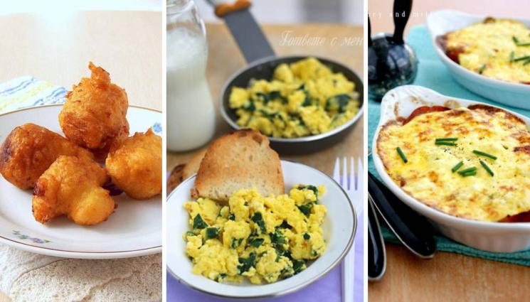 рецепти - Обилна и питателна закуска. Лесни бъркани яйца със спанак, бързи бухти със сирене или хрупкав бекон с кленов сироп