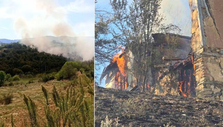 d - Пожар лумна в благоевградско село, изпепели няколко къщи