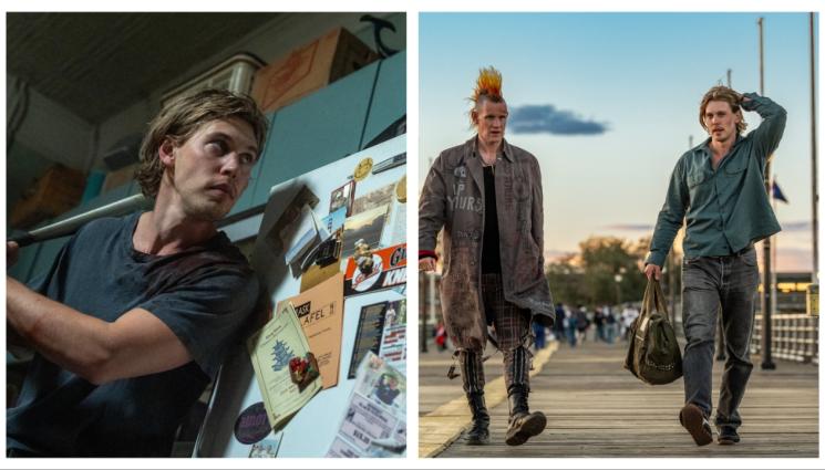 в - Във филма „Хванат в кражба“: Остин Бътлър е затънал до ушите