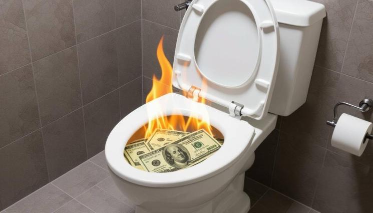 d - Съдия запали хиляди долари в тоалетната си