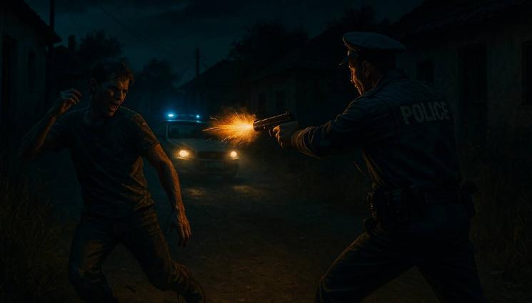 стрелба полицай младеж пистолет - СРЕДНОЩЕН ЕКШЪН: Полицай гърмя по младеж след селски скандал!