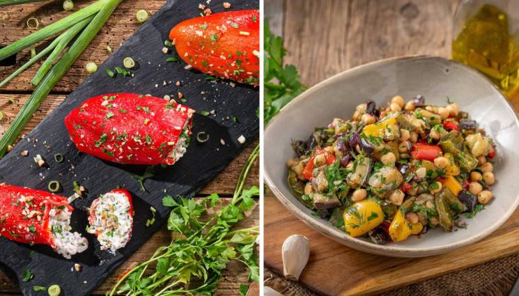 рецепти - Гответе с matekitchen.com: Пълнени чушки с цедено мляко и орехи или салата от патладжан и нахут (ВИДЕО)