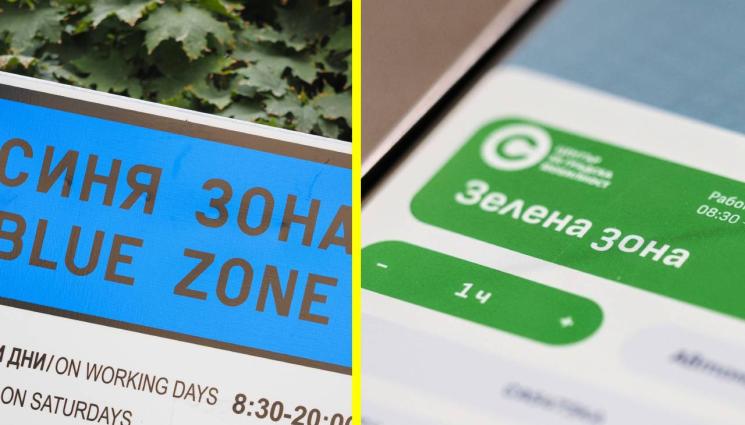 синя зона зелена зона