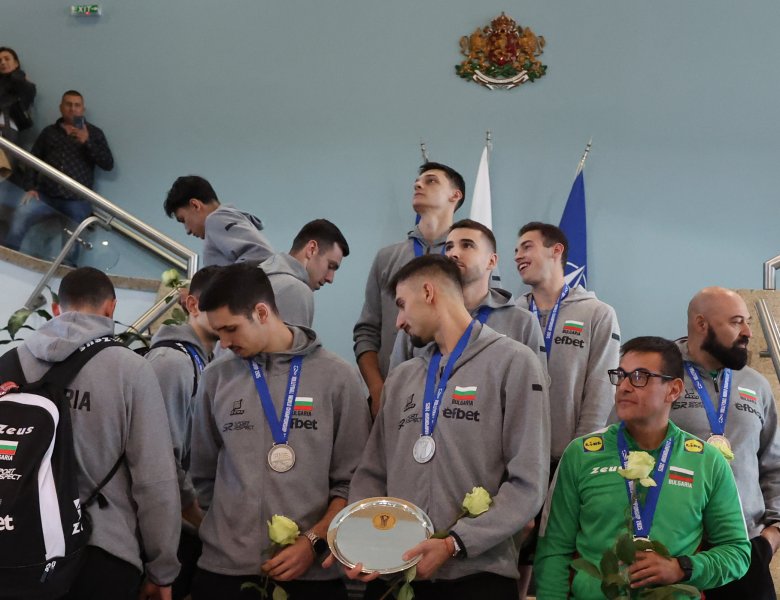 Посрещане на световните вицешампиони на аерогара София1