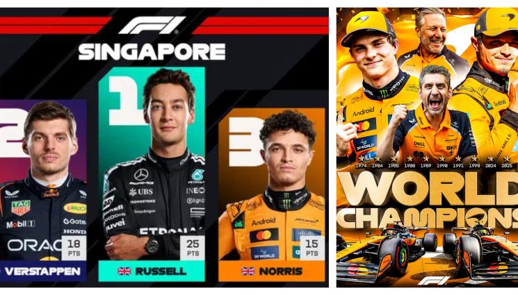 Джордж Ръсел Формула 1 Сингапур - Разнопосочен британски дубъл на „Марина Бей”