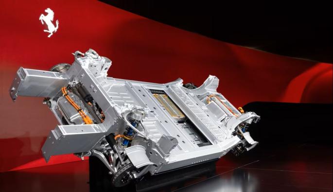 Новата платформа на Ferrari Elettrica, на която ще се монтира батерия с капацитет 115 kWh