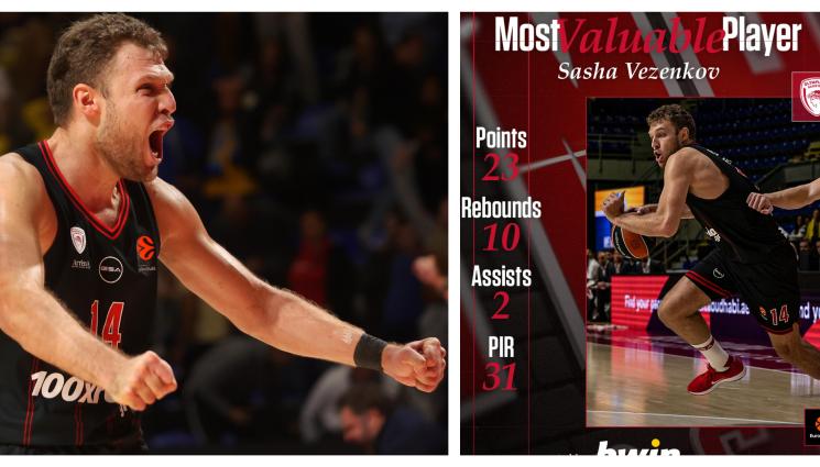Александър Везенков Олимпиакос - Везенков отново №1 в Евролигата