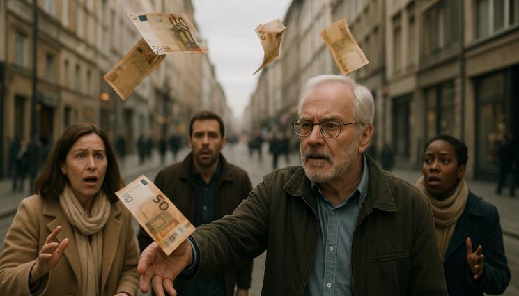 пари - НЕ Е ЗА ВЯРВАНЕ: Дядо замеря минувачи с петдесетачки!