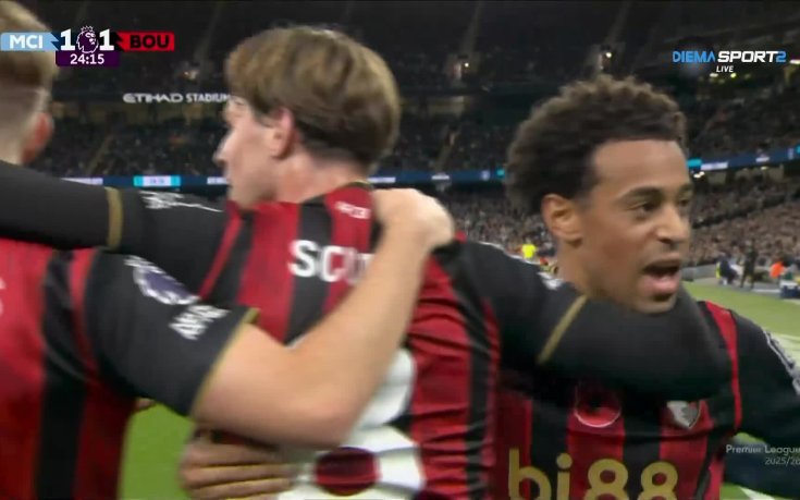 Борнемут възстанови равенството срещу Манчестър Сити