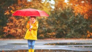 дъжд момиче есен ботуши чадър