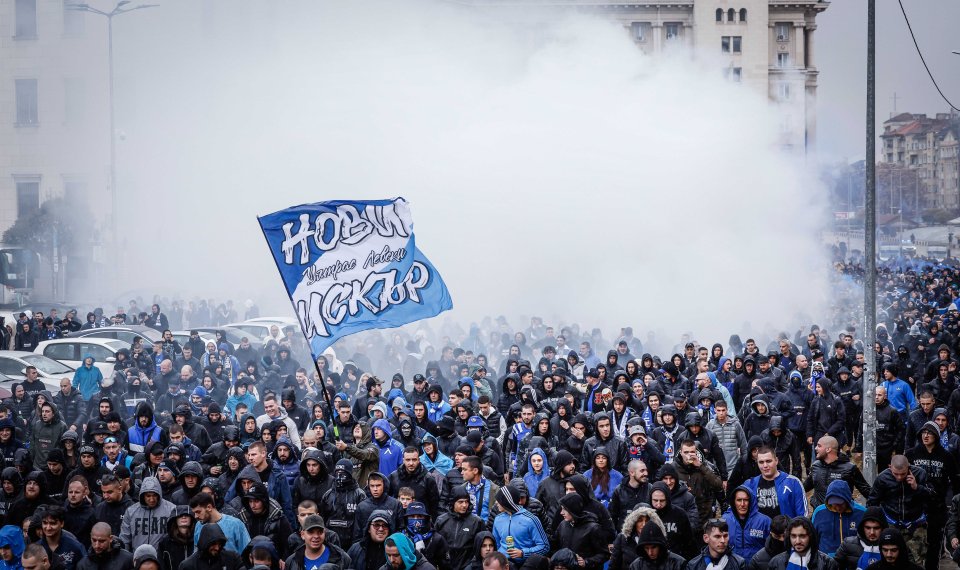 Шествие на феновете на Левски преди дербито с ЦСКА1