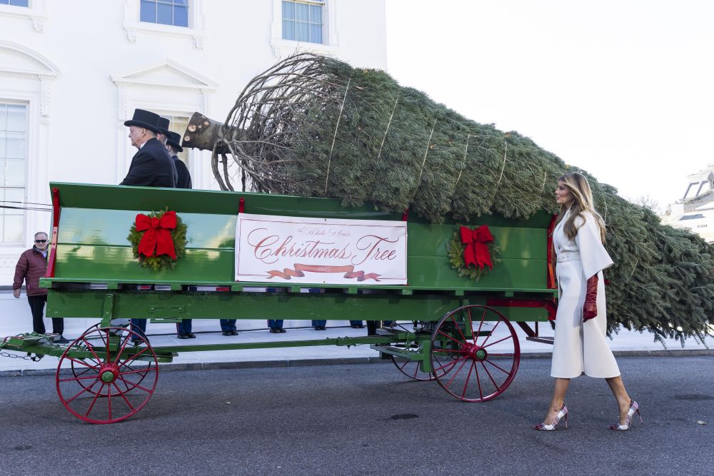 Първата дама Мелания Тръмп посрещна тазгодишното официално коледно дърво на Белия дом