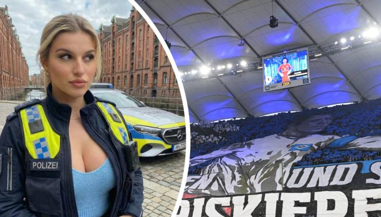 Хамбургер - Фенове на стадиона въздишат по полицайка