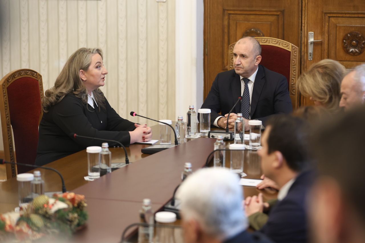 <p>Деница Сачева от ГЕРБ пристигна сама при Румен Радев за консултации</p>