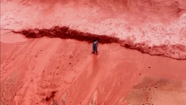 Спираща дъха гледка: Дъждът оцвети плажа Ормуз в пурпурен цвят (ВИДЕО)