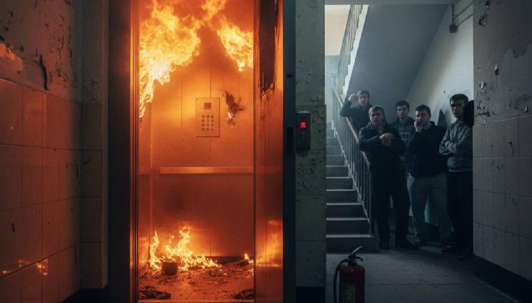 асансьор пожар - Огън в асансьор в „Сухата река“ вдигна блока накрак!