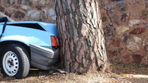 Удар на кола в дърво