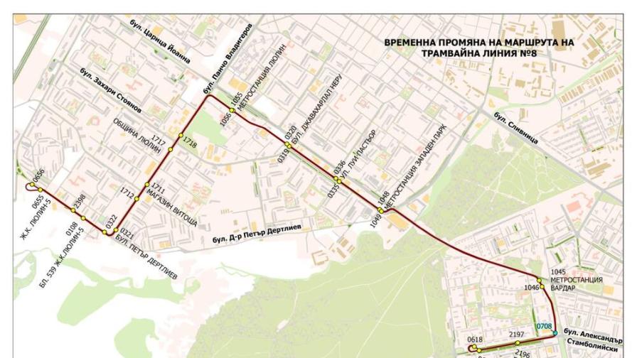 Добра новина за "Люлин": Възстановяват част от маршрута на трамвай № 8