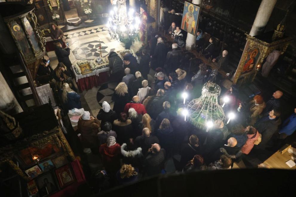 Благоевград - Митрополит Хризостом Митрополит Серафим делегация и светини - посрещане