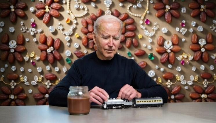 ааа - СКЪПОЦЕННОСТИ: Сребърно влакче, буркан с течен шоколад и два сандъка с фурми за Байдън като президент