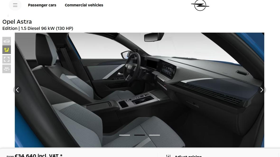 дизелова Opel Astra конфигуратор